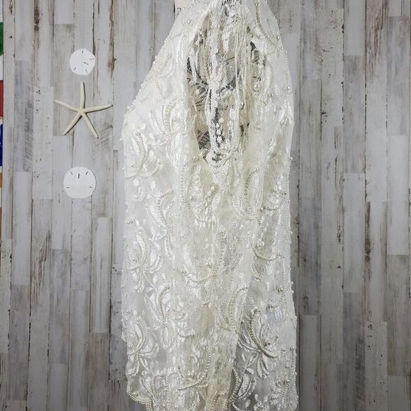 Vintage Laurence Kazar Beaded Lace Blouse Ivory Size Medium - Picture 12 of 12